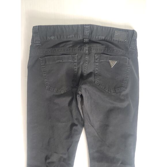 Guess Jeans SZ 26 Black Y2K Low Rise Daredevil Bootcut Stretch Distressed Pants - Picture 12 of 13